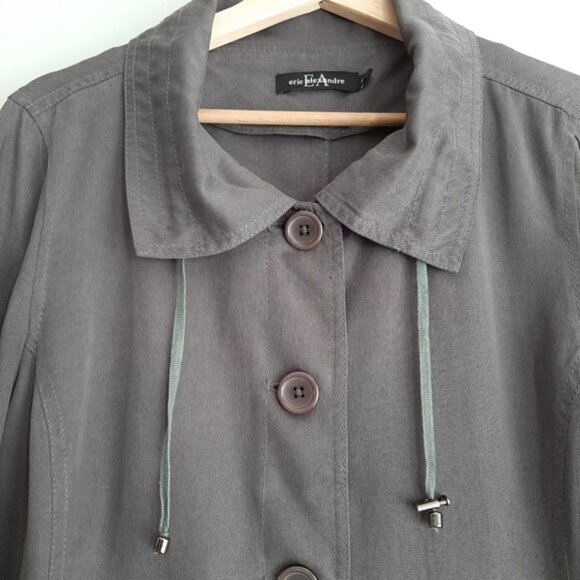 ERIC ALEXANDRE Lyocel Tencel Button Down Front Jacket Gray Sz 12 Flawed - Picture 6 of 13